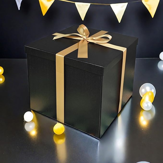 Large Gift Box 12x12x10 Inches,Black Gift Boxes for presents,Birthday Gift Box,Present box,for Packaging,Valentine's Day,Mother's Day,Christmas,Anniversaries.
