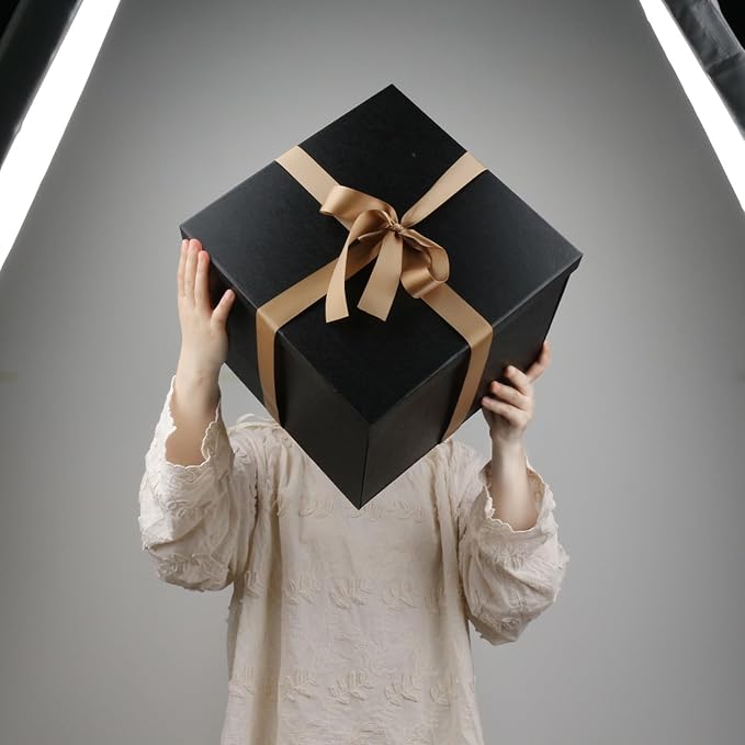Large Gift Box 12x12x10 Inches,Black Gift Boxes for presents,Birthday Gift Box,Present box,for Packaging,Valentine's Day,Mother's Day,Christmas,Anniversaries.