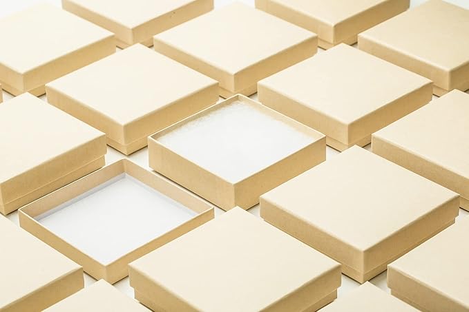 20 Pack 3.5x3.5x1 Inch Cardboard Jewelry Boxes,Used for Necklaces,Bracelets,Earrings,Jewelry,Small Gift Packaging,Jewelry Gift Boxes with Lids and Filled with Cotton(Brown)