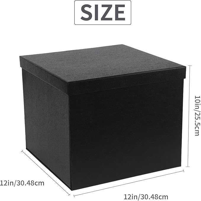 Large Gift Box 12x12x10 Inches,Black Gift Boxes for presents,Birthday Gift Box,Present box,for Packaging,Valentine's Day,Mother's Day,Christmas,Anniversaries.