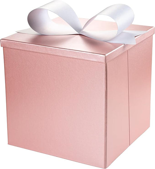 Medium Gift Boxes with Lids for Presents, 9x9x9 Inches Pink Collapsible Gift Box for Valentine's Day, Birthday, Wedding, Baby Shower, Party, Any Occasion