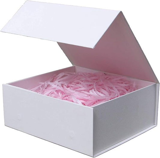 White Gift Box with Lid, 7.8x7x3.1 Inches, Magnetic Closure for Men - Wedding, Birthday, Graduation Packaging