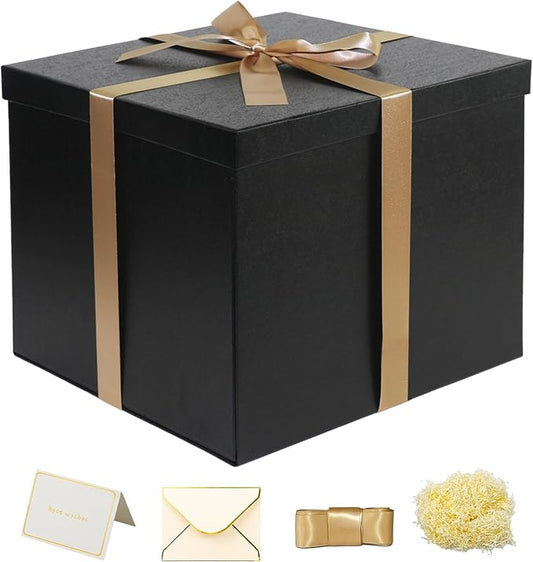 Large Gift Box 12x12x10 Inches,Black Gift Boxes for presents,Birthday Gift Box,Present box,for Packaging,Valentine's Day,Mother's Day,Christmas,Anniversaries.