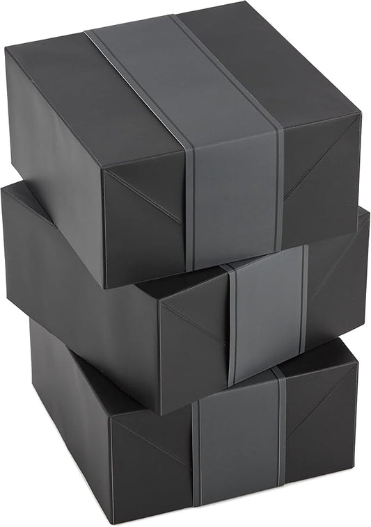 Luxury Matte Black Foldable Gift Box with Sleeve – 8x8x4 inch Collapsible Magnetic Closure Rigid Box for Gift Packaging, Business, and Retail