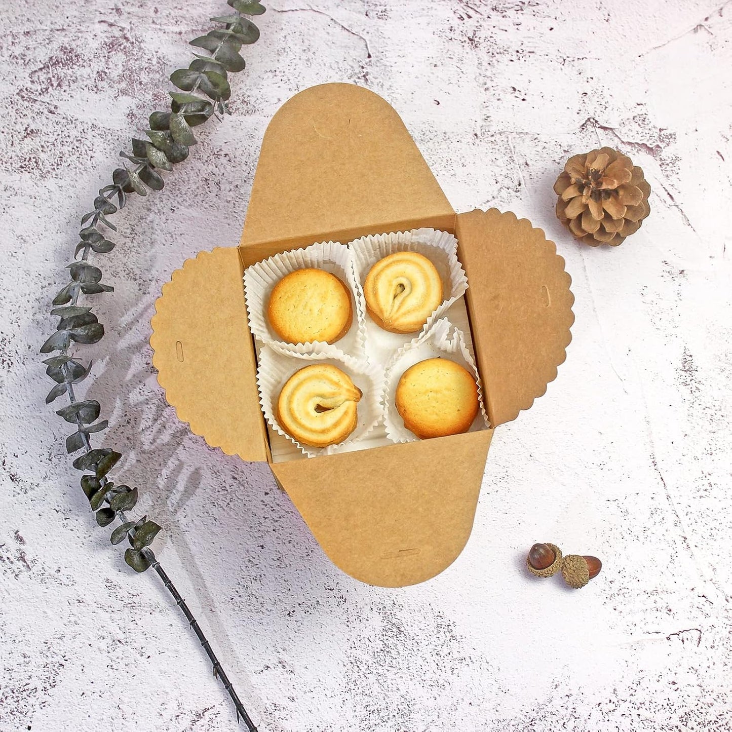 Brown Box for Presents, 10 Pack Small Empty Kraft Paper Gift Boxes with Ribbon For Packaging Candy, Cookie, Chocolate, Craft, Candle, Small Gifts, 4.75” x 4.75” x 3.53”